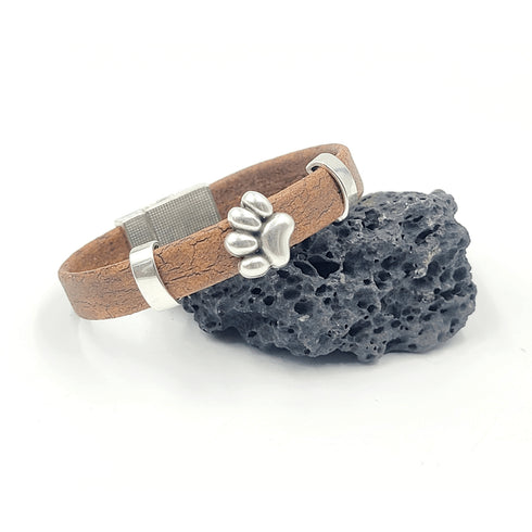 Paw Print Charm Cork Magnetic Bracelet
